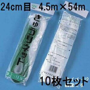 (10枚セット) 東京戸張 キュウリネット 網目24cm×巾4.5m×長さ54m WB4554 白緑 きゅうりネット キューリネット キュウリ等のつる性植物の誘引に 緑のカーテン