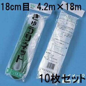 (徳用10枚セット) 東京戸張 キュウリネット 網目18cm×巾4.2m×長さ18m WA4218 白緑 きゅうりネット キューリネット キュウリ等のつる性植物の誘引に 緑のカーテン