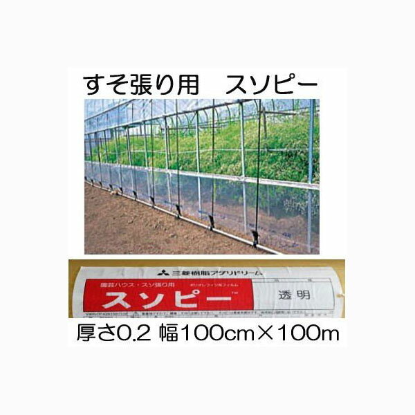 ハウス スソ張り用 農PO スソピー 厚さ0.2mm×幅100cm×長さ100m すそ張りシート ポリオレフィン系フィルム MKVアドバンス 三菱ケミカルアグリドリーム　(zm)