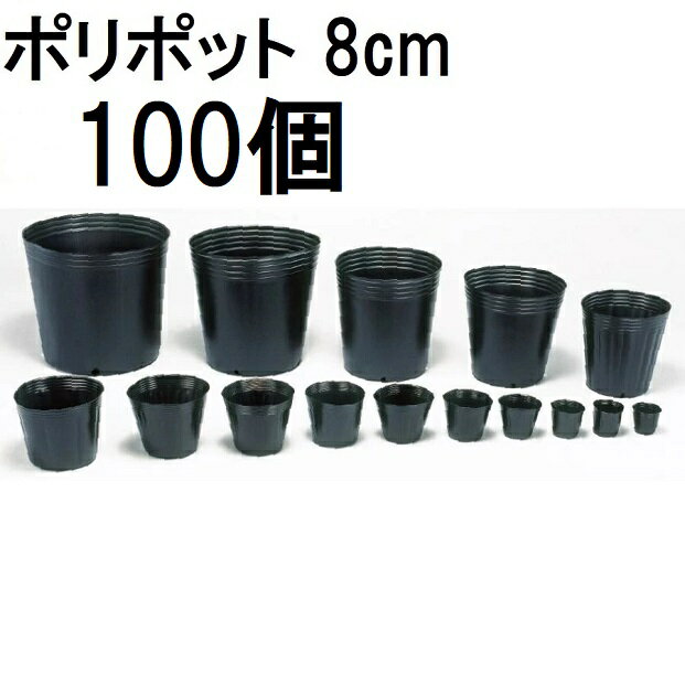 (100個入) ポリポット 8cm ポリ鉢 丸型ポット 黒丸 80 底穴1 口径80mm×高さ70mm 中部農材 (佐川等orレ..