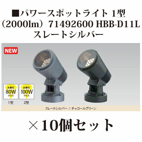 ローボルトライト 12V アップライトパワースポットライト1型（2000lm）（71492600 HBB-D11L スレートシルバー）×10個[タカショー エクステリア 庭造り DIY 瀧商店]