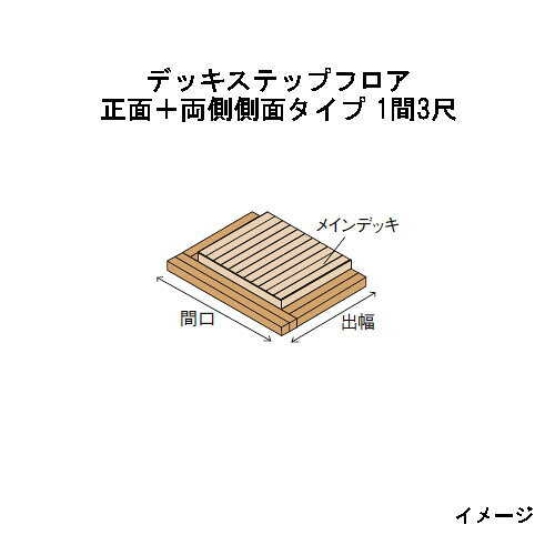 エバーエコウッドIIデッキステップフロア　正面＋両側側面タイプ　1間（2626mm）3尺（897mm）ナチュラル（N）、ダークブラウン（DB）、ウォームグレー（WG）［ウッドデッキ タカショー 庭用 瀧商店]