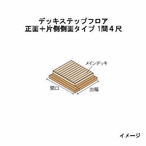 エバーエコウッドIIデッキステップフロア　正面＋片側側面タイプ　1間（2226mm）4...