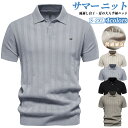 【全商品12%OFF★P10倍】半袖 ニット ポロ メンズ 縦縞 シンプル 大きいサイズ ニットシャツ ビジネス カジュアル トップス おしゃれ サマーニット 吸汗速乾 Tシャツ クールビズ カットソー ストレッチ メンズファッション ゴルフ プレゼント 紳士 男性用 父の日