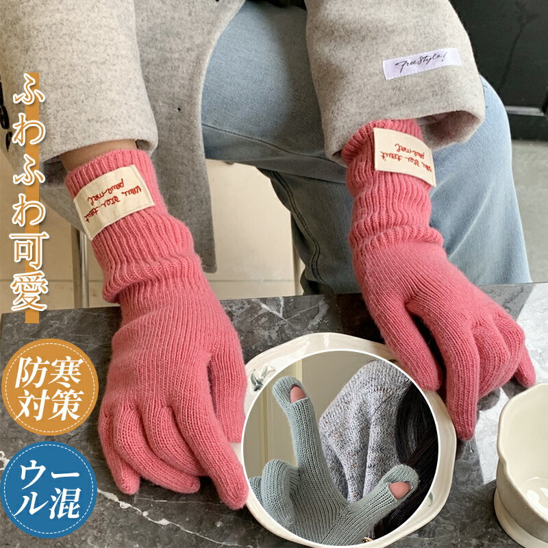 全商品2点で20%off★手袋 あったか 防寒 ニット レディース スマホ対応 バイク手袋 冬 手ぶくろ おしゃれ アウトドア 五本指 ハンドウォーマー スマホ...