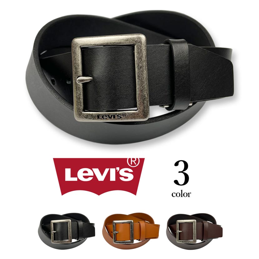 楽天TAKKA商事送料無料【全3色】 Levi's リーバイス リアルレザーギャリソンバックル ベルト ワイドベルト 幅4cm Levis 本革 皮革 床革 メンズ レディース 男女兼用 プレゼント 贈り物 父の日 ギフト 学生