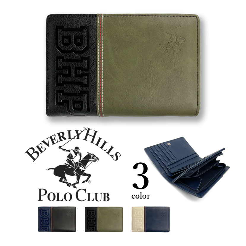 全3色 BEVERLY HILLS POLO CLUB ビバリーヒルズポロクラブ PUレザー 二つ折り財布 ラウンドファスナー 小銭入れ コインケース ショートウォレット 英字ロゴ メンズ レディース 男女兼用 プレゼント 贈り物 学生