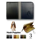 全3色 Hush Puppies ハッシュパピー リアルレザー トリコロールカラー ラウンドファスナー コインケース 小銭入れ ミニウォレット 牛革 キーリング...