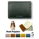 Hush Puppies 財布 メンズ 全5色　Hush Puppies ハッシュパピー リアルレザー ステッチデザイン 二つ折り財布 ショートウォレット L字ファスナー小銭入れ 牛革 ワンちゃん 犬 ドッグ メンズ レディース 男女兼用 プレゼント 贈り物 (送料無料）