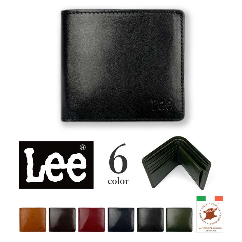 【全6色】 LEE リー 高級イタリアンレザー 二つ折り財布 ウォレット リアルレザー 本革 カウレザー メンズ レディース 男女兼用 プレゼント 贈り物