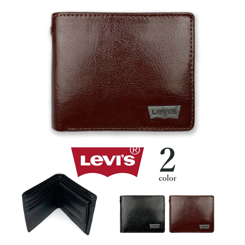 リーバイス 財布 メンズ 【全2色】 Levi's リーバイス ウォレット 二つ折り 財布 リアルレザー 本革 牛革 Levis メンズ レディース 男女兼用（クリックポスト送料無料）