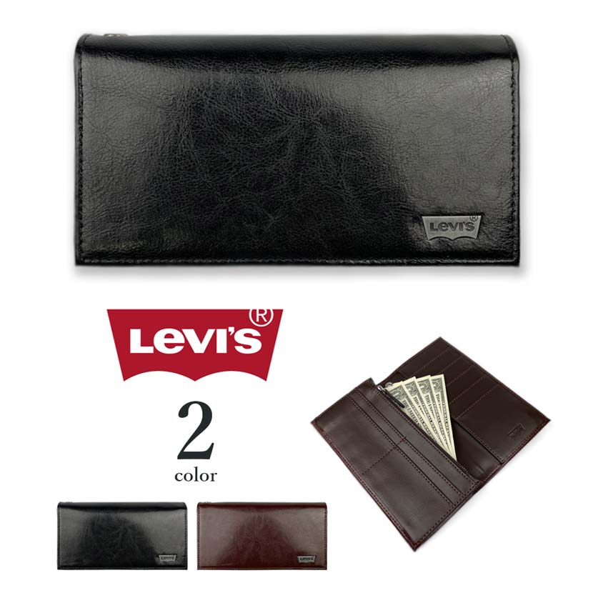 楽天TAKKA商事【全2色】 Levi's リーバイス ロングウォレット 二つ折り Levis 長財布 リアルレザー 本革 牛革 メンズ レディース 男女兼用 プレゼント クリックポスト送料無料