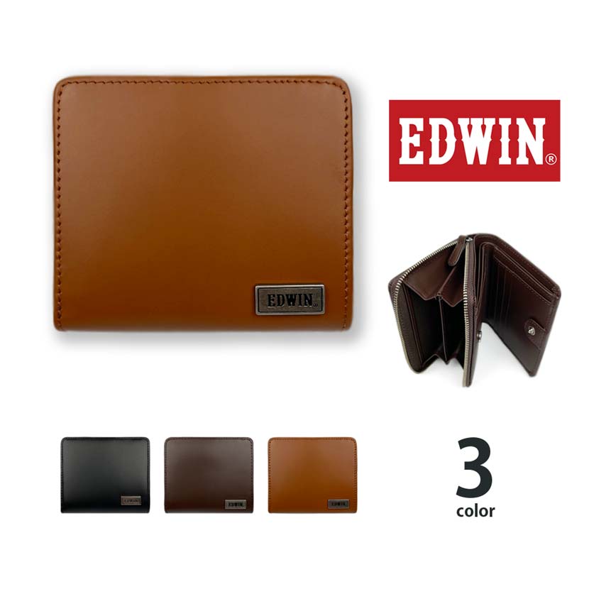 【全3色】 EDWIN エドウイン ラウンドジップ ウォレット 二つ折り 財布 メンズ レディース 男女兼用 プレゼント エドウィン（クリックポスト送料無料）