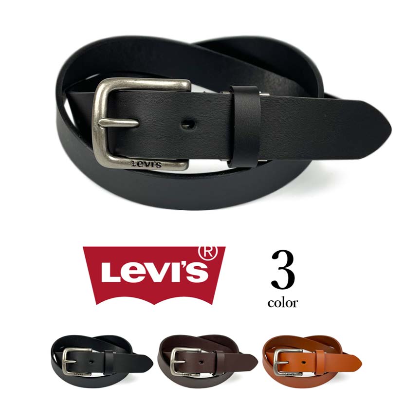 ベルト メンズ（予算5000円以内） 送料無料【全3色】 Levi's リーバイス プレーンレザー ベルト カジュアル Levis 本革 リアルレザー メンズ レディース 男女兼用 プレゼント（クリックポスト送料無料）