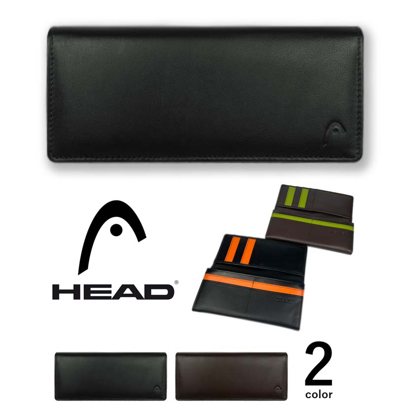 【全2色】 HEAD ヘッド リアルレザー スリム バイカラー 2つ折り 長財布 ロングウォレット 札入れ 本革..