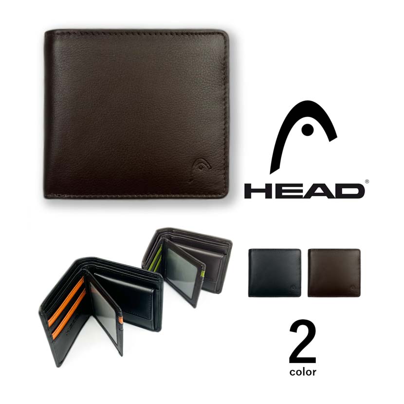 【全2色】 HEAD ヘッド リアルレザー バイカラー 中ベラ付き 2つ折り 財布 ショートウォレット 定期入..