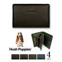 Hush Puppies 財布 メンズ 全4色　Hush Puppies ハッシュパピー ソフトレザー二つ折り財布 L字ファスナー小銭入れ ウォレットパイピング パスケース 本革 牛革 リアルレザー ワンちゃん 犬 ドッグ メンズ レディース 男女兼用 プレゼント 贈り物 父の日