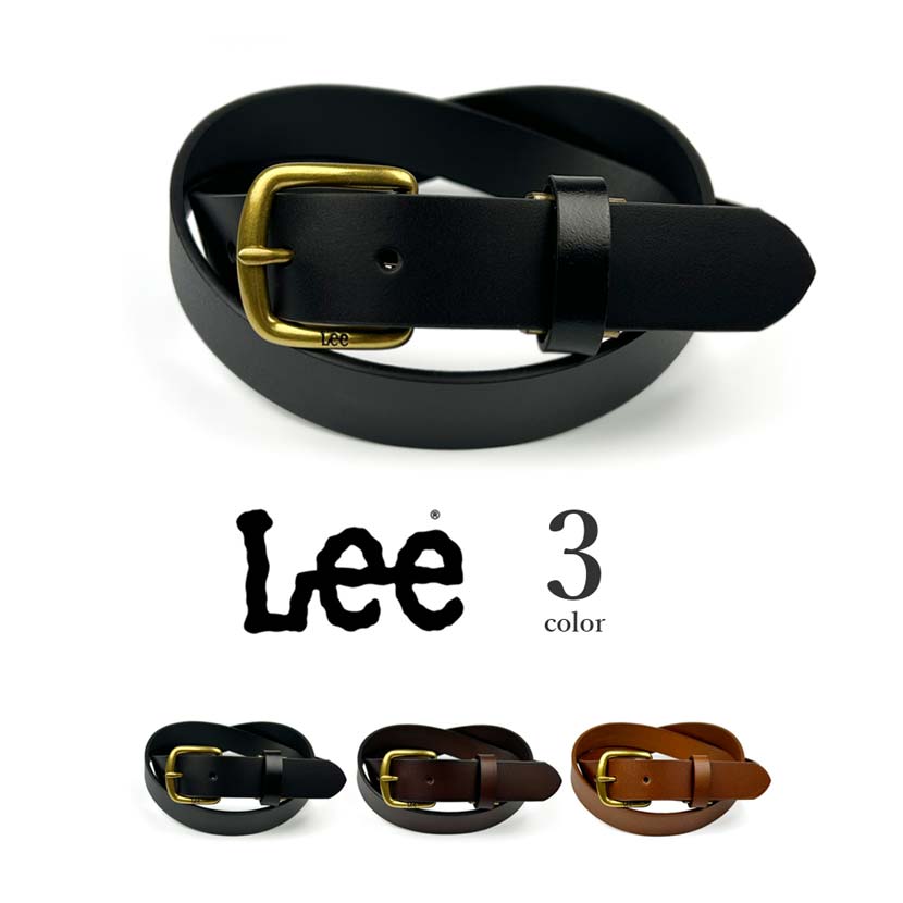 全3色 Lee リー リアルレザー ゴールドバックル ナローベルト 幅3cm 本革 牛革 カウレザー 柔らかレザー メンズ レディース プレゼント ウエストマーク 贈り物 父の日(クリックポスト送料無料)