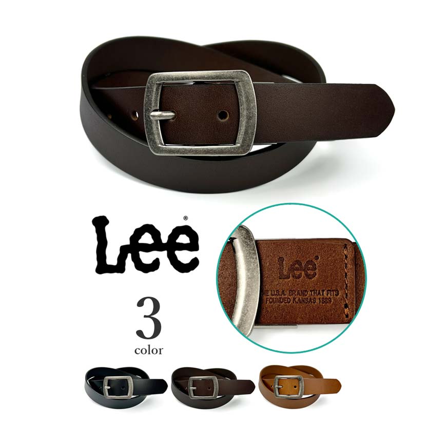 全3色 Lee リー リアルレザー シングルピンバックル ナローベルト 幅3cm ビンテージ調 本革 牛革 カウレザー 柔らかレザー メンズ レディース プレゼント ウエストマーク 贈り物 父の日