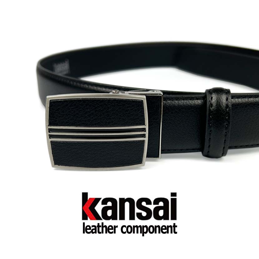 【全2色】KANSAI YAMAMOTO カンサイ・ヤマモト リアルレザー シボ有りフィットバックルベルト 穴なしベルト ピンなし リアルレザー 本革 メンズ ビジネス スーツ ゴルフ プレゼント 父の日 贈り物