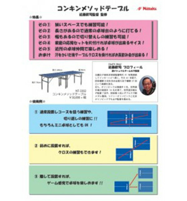 卓球台 国際規格 Nittaku ニッタク adt0032 コンキンメソッドテーブル通販格安セール情報　楽天　通販