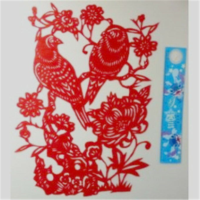 切り絵・中国剪紙 上級品 小鳥お花