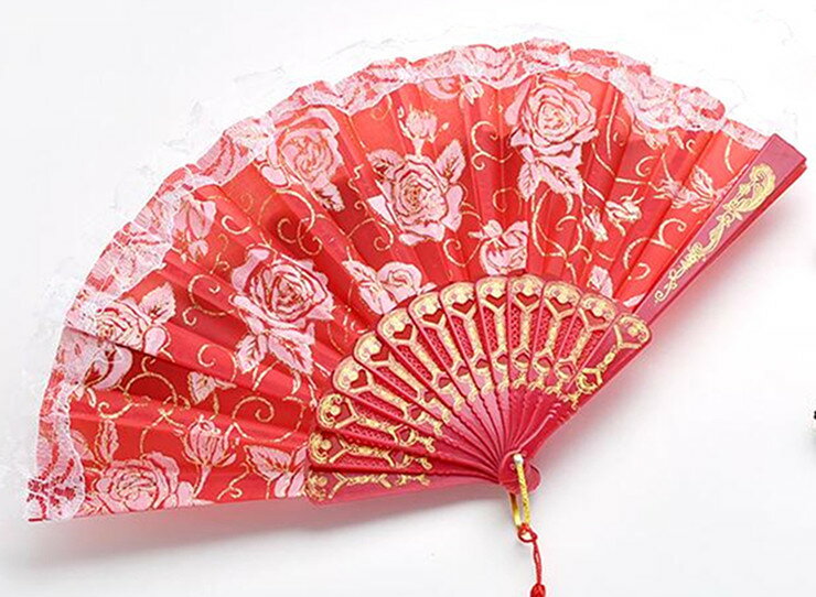 ラメ入り金付け布扇子 バレエ用品/発表会/舞台用扇子/フラメンコ/キトリの扇子