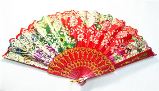 ラメ入り金付け布扇子 バレエ用品/発表会/舞台用扇子/フラメンコ/キトリの扇子 ラメ入り金付け布扇子 バレエ用品/発表会/舞台用扇子/フラメンコ/キトリの扇子