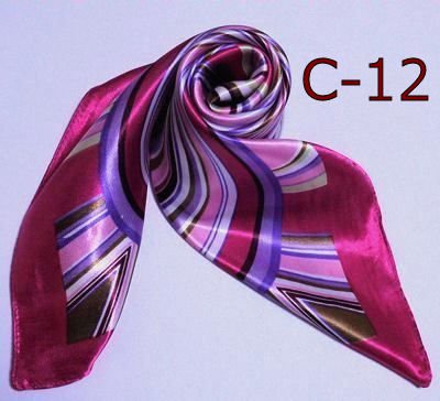 カラフル艶やかなシルク調スカーフ シルクロードの起点【西安】からの贈り物 美品激安 60角企業制服スカーフ