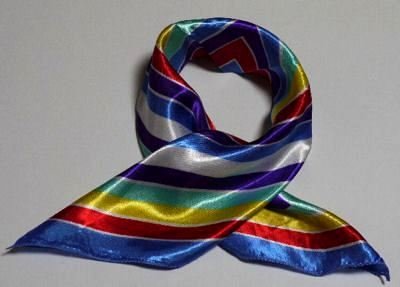 カラフル艶やかなシルク調スカーフ シルクロードの起点【西安】からの贈り物 美品激安 60角企業制服スカーフ