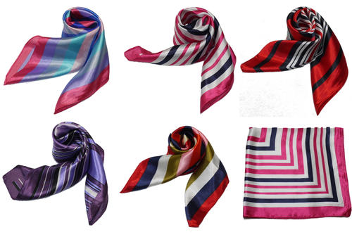 カラフル艶やかなシルク調スカーフ シルクロードの起点【西安】からの贈り物 美品激安 60角企業制服スカーフ