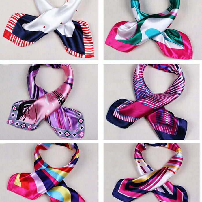 カラフル艶やかなシルク調スカーフ シルクロードの起点【西安】からの贈り物 美品激安 60角企業制服スカーフ(色番号91〜108)