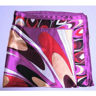 カラフル艶やかなシルク調スカーフ シルクロードの起点【西安】からの贈り物 美品激安 60角企業制服スカーフ