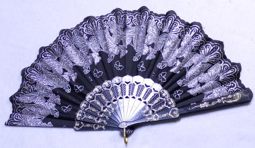 ラメ入り金付け布扇子　バレエ用品/発表会/舞台用扇子/フラメンコ/キトリの扇子