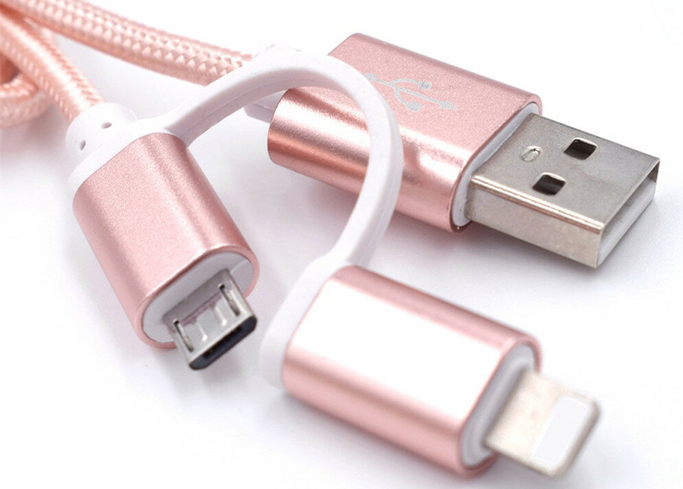 【2in1ケーブル】 iPhone/Android対応 Micro USB 両用 ケーブル マイクロ usb ケーブル マグネット式 USB充電 ライトニング ケーブル,高速充電 着脱式 防塵機能 ハイクオリティー 高耐久ナイロン 断線防止 高速データ通信対応 アンドロイド ケーブル