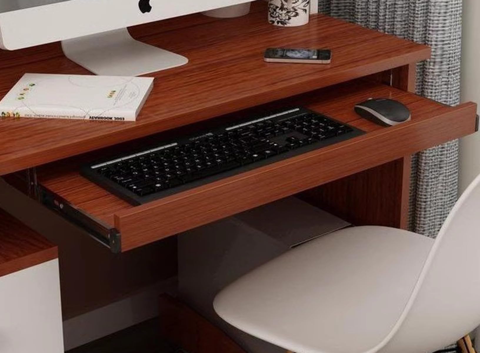 スライド式キーボードトレイ 取り外し可能キーボードトレイ 木製デスクエクステンダー 54/60/70x27cm ..