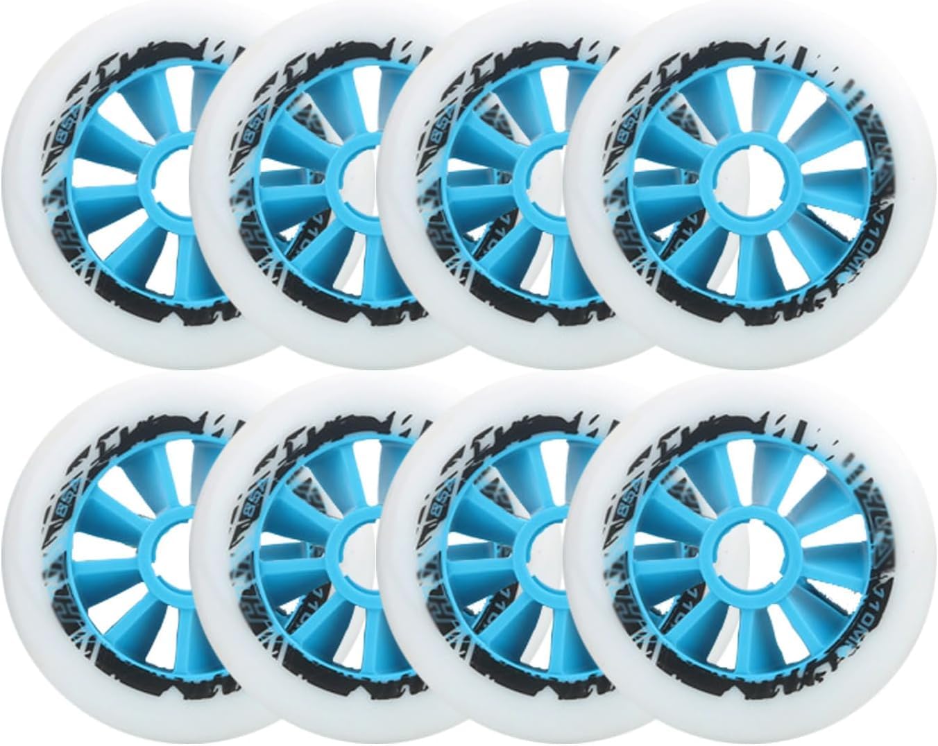 インラインスケート用ウィール、85A 90/100/110mm、ブラック、ホワイト、ブルー、8パック、競技用、屋..