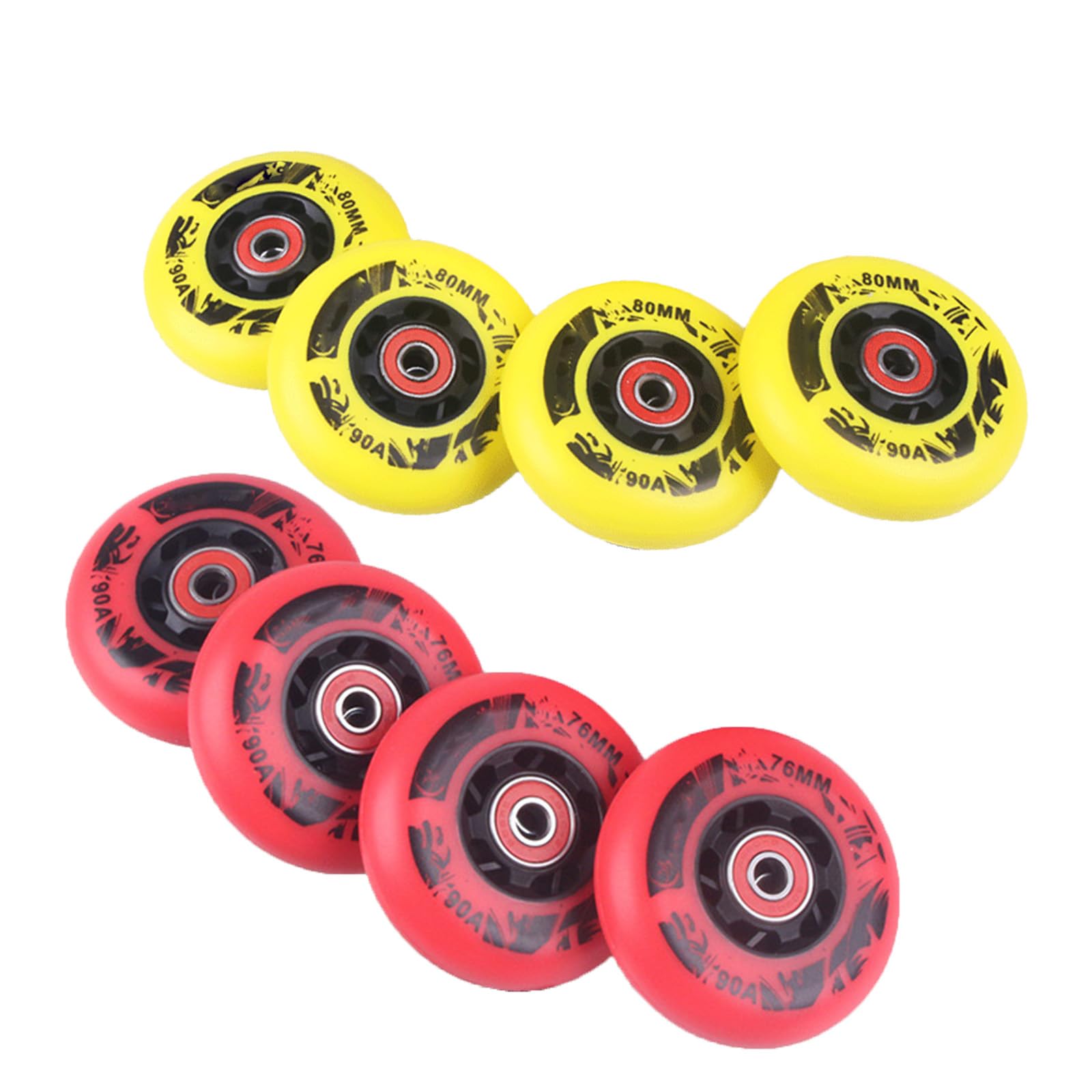 N/A インラインスケートウィール90A、ベアリング付き72mm/76mm/80mmローラースケートウィール、ホイー..