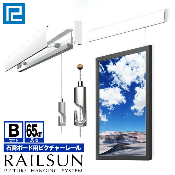 RAILSUN レールサンピクチャーレール セット　65cm【石膏ボード用レールBセット】WRS-65B　FITボール式ワイヤー自在…