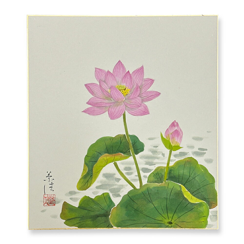 ≪メール便対応≫直筆色紙　特別価格初夏【小川草佳　はす　09】短冊絵　花鳥