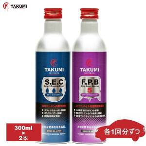 添加剤セット エンジンオイル添加剤 内部洗浄剤 性能向上添加剤 300ml×2本 TAKUMIモーターオイル 全国送料無料 SEC FPB