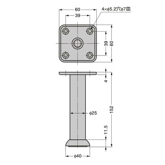 LAMP スガツネ工業ソファー用脚 T136B-150T136B-150 200-140-007材料 鋼 仕上 サテンニッケルめっき 3