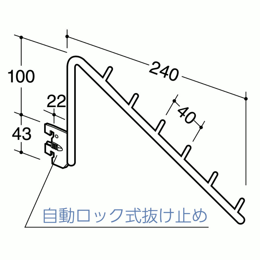 ROYAL 株式会社ロイヤル ロッドフックスロープアップブラケットタイプ6φ 品番：6RU-6BS クローム スチール AA SYSTEM カテゴリ：フェイスアウトハンガー