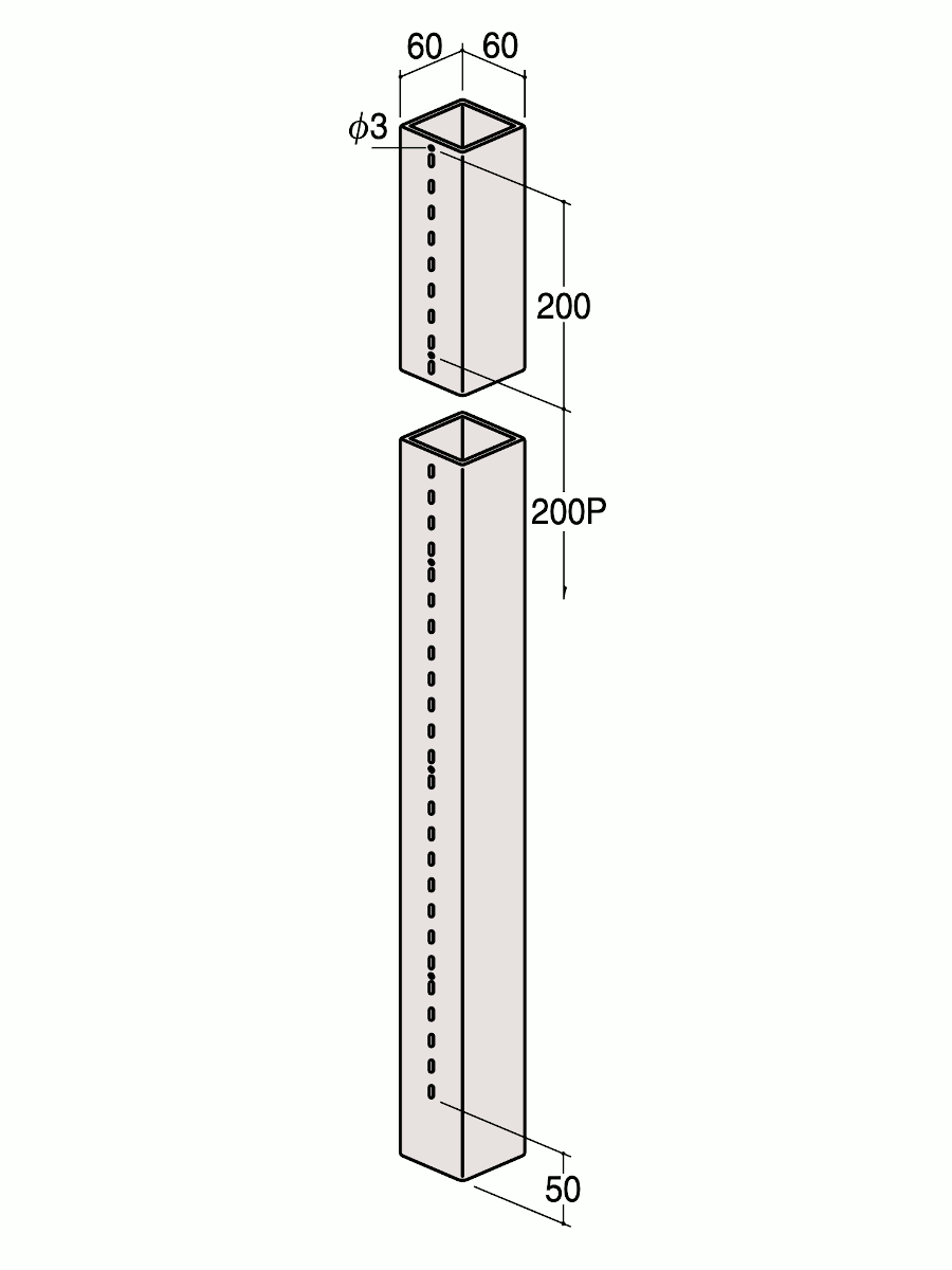 ROYAL 株式会社ロイヤル スクエアースリットB 品番：R-S1B-6060 シングルスリット（1面）2750mm 60×60mm 生地 スチール AA SYSTEM カテゴリ：サポート 店舗ディスプレイ ショップディスプレイ ディスプレ...