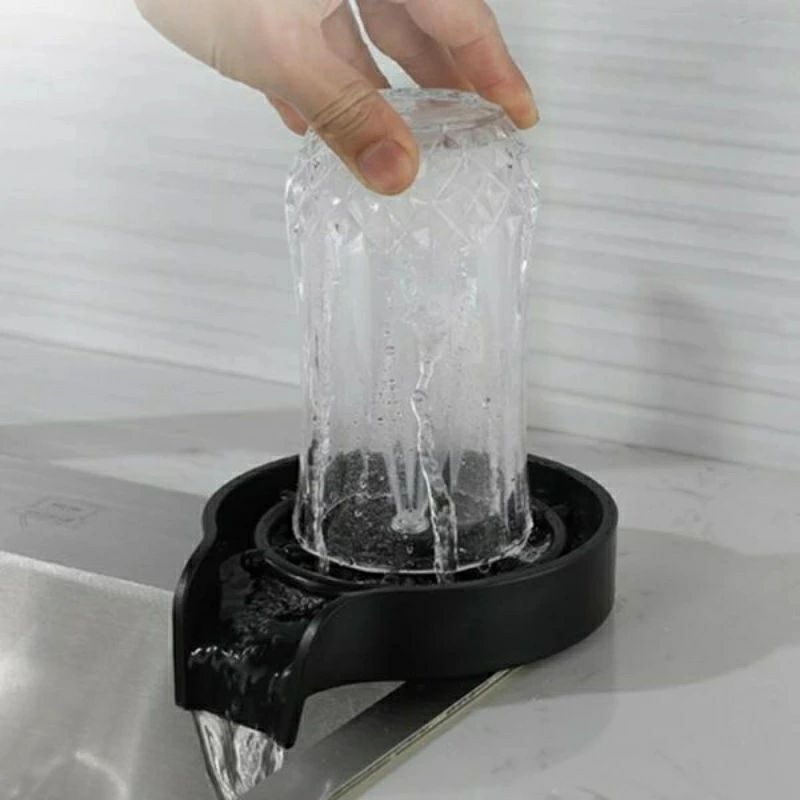 【ポイント 10 倍】家庭用 カップ洗い 蛇口 スチール 押し流す 洗浄器 黒 ガラスリ...