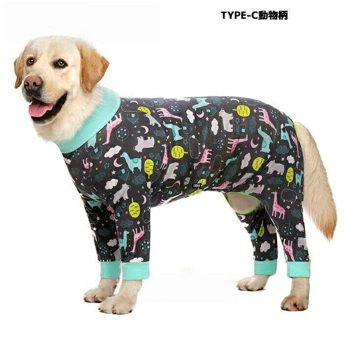 匠の窓楽天市場店の【ポイント10倍！】犬服 ドッグウェア つなぎ?カバーオール 中型大型犬向け 17パターンのお色からお選び頂けるワッペンつなぎ?カバーオール 犬 ロンパース 術後服 抜｜アングル3