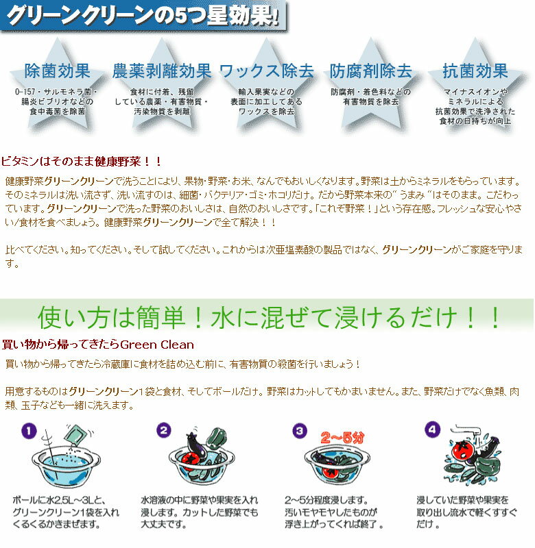 食品用農薬洗浄剤「グリーンクリーン」50包入☆...の紹介画像3