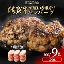 佐賀牛ハンバーグ (100g×9個)入り 合い挽き 900g 冷凍 ギフト 美味しい 無添加 個包装 国産 佐賀牛 お中元 がばいうまか! ハンバーグ 贈答 お...