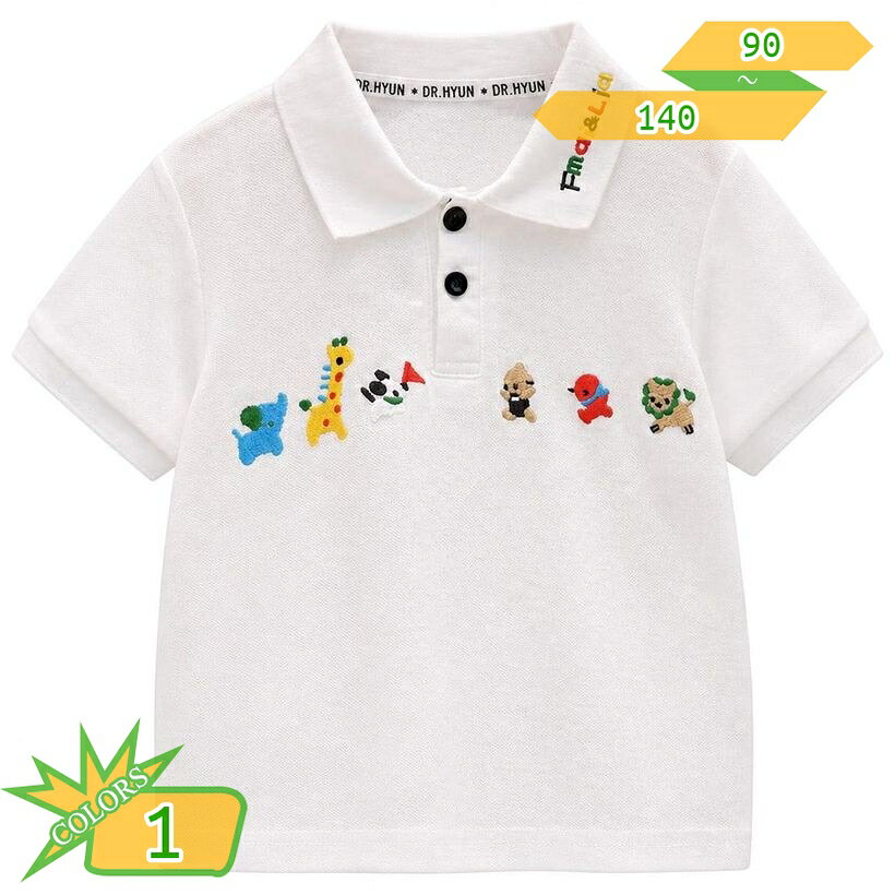 500円OFFクーポン ポロシャツ キッズ 半袖 男の子 子供服 トップス 襟付き カジュアル シャツ アニマル 動物 刺繍 かのこ 鹿の子 爽やか 涼しい 夏服 ジュニア 男児 プルオーバー takushistore