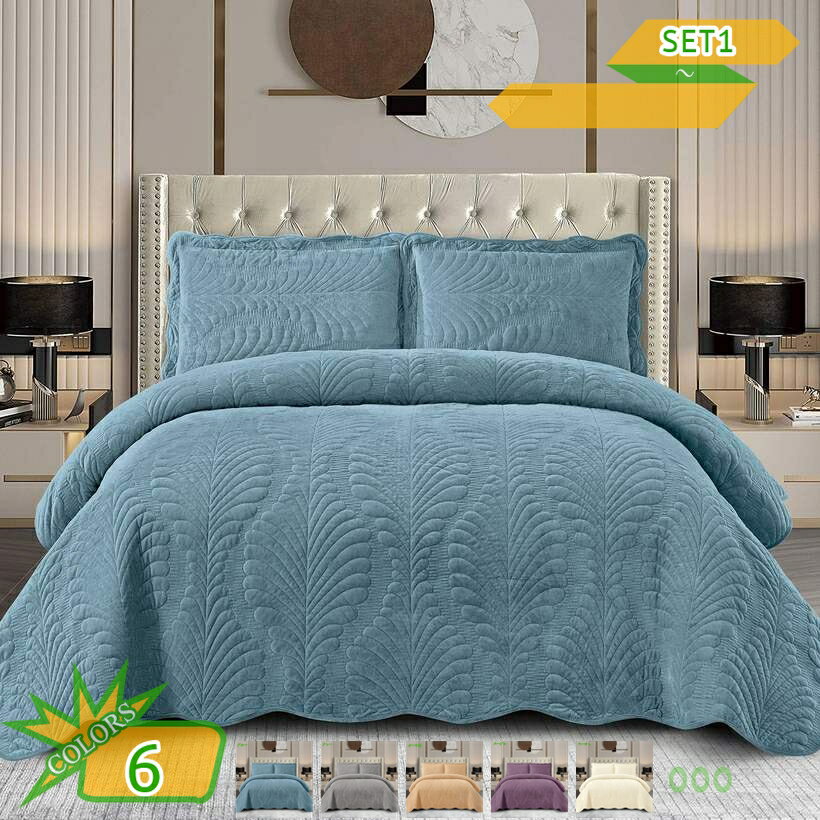 Kids Room - 寝具 北欧ベッドカバー ベッドスプレッド マルチカバー キルト おしゃれ 綿100% プリンセス風 インテリア 3点セット 姫系 優しい肌触り ベッド飾り 無地 ズレにくい 防塵カバー ベッドルーム 雰囲気アップ プレゼント takushistore